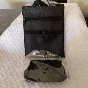 Small 2 zippers crossbody handbag cloth